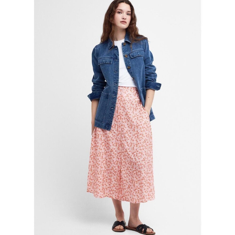 Barbour Sandgate‎ Midi Floral Print Button Down Skirt